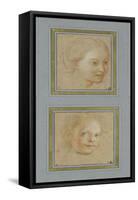 Tête de jeune fille, vue de trois quarts vers droite ; Tête d'enfant, vue presque de trois quarts-Antoine Coypel-Framed Stretched Canvas