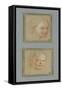 Tête de jeune fille, vue de trois quarts vers droite ; Tête d'enfant, vue presque de trois quarts-Antoine Coypel-Framed Stretched Canvas