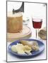 Tete de Moine with Baguette, Girolle and Wine-null-Mounted Photographic Print