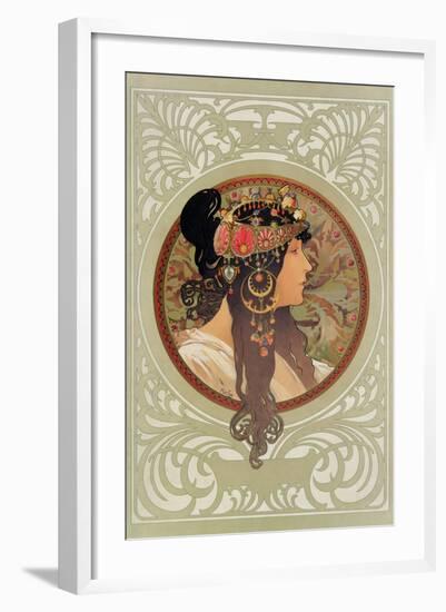 Tetes Byzantines: Brunette, 1897-Alphonse Mucha-Framed Giclee Print