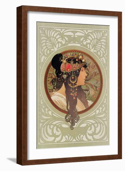 Tetes Byzantines: Brunette, 1897-Alphonse Mucha-Framed Giclee Print