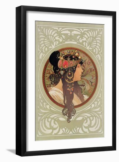 Tetes Byzantines: Brunette, 1897-Alphonse Mucha-Framed Giclee Print