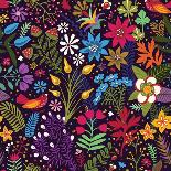 Vector Seamless Pattern with Stylized Flowers and Plants. Bright Botanical Wallpaper. Many Flowers-Tetiana Anisimova-Art Print