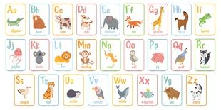 Alphabet Cards for Kids. Educational Preschool Learning ABC Card with Animal and Letter Cartoon Vec-Tetiana Lazunova-Photographic Print