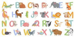 Alphabet Cards for Kids. Educational Preschool Learning ABC Card with Animal and Letter Cartoon Vec-Tetiana Lazunova-Framed Photographic Print