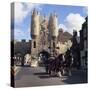 Tetley Shire Horses and Dray in Front of Micklegate Bar, York, North Yorkshire, 1969-Michael Walters-Stretched Canvas