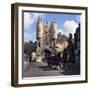 Tetley Shire Horses and Dray in Front of Micklegate Bar, York, North Yorkshire, 1969-Michael Walters-Framed Photographic Print