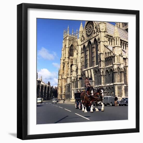 Tetley Shire Horses Outside York Minster, North Yorkshire, 1969-Michael Walters-Framed Photographic Print