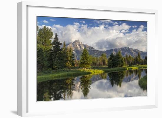 Teton Mountains in Schwabacher Landing, Snake River, Grand Teton National Park, Wyoming, USA-Chuck Haney-Framed Photographic Print