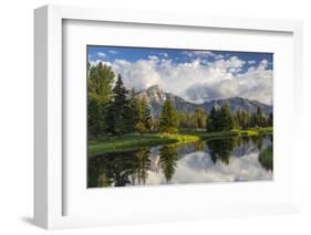 Teton Mountains in Schwabacher Landing, Snake River, Grand Teton National Park, Wyoming, USA-Chuck Haney-Framed Photographic Print