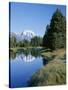 Teton Mountains Looking Towards Schwabacher's Landing, Grand Teton National Park, Wyoming, USA-Jean Brooks-Stretched Canvas