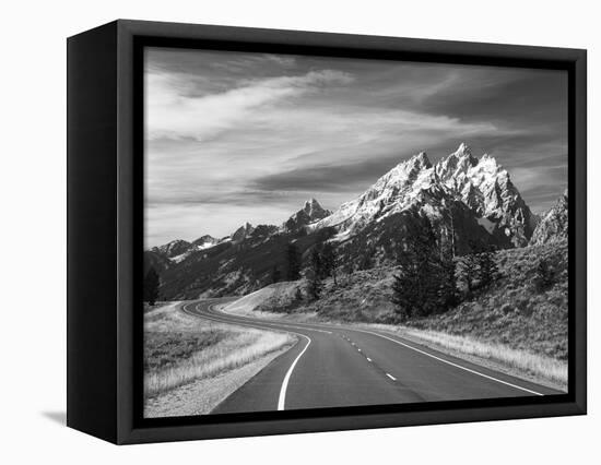 Teton Park Road and Teton Range, Grand Teton National Park, Wyoming, USA-Adam Jones-Framed Stretched Canvas