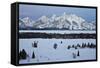 Teton Range at Dawn in the Winter-James Hager-Framed Stretched Canvas