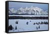 Teton Range at Dawn in the Winter-James Hager-Framed Stretched Canvas