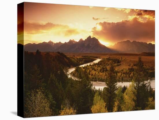 Teton Range at Sunset, Grand Teton National Park, Wyoming, USA-Adam Jones-Stretched Canvas