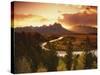 Teton Range at Sunset, Grand Teton National Park, Wyoming, USA-Adam Jones-Stretched Canvas