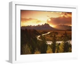 Teton Range at Sunset, Grand Teton National Park, Wyoming, USA-Adam Jones-Framed Photographic Print