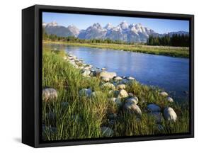 Teton Range from the Snake River, Grand Teton National Park, Wyoming, USA-Charles Gurche-Framed Stretched Canvas