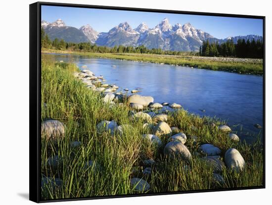 Teton Range from the Snake River, Grand Teton National Park, Wyoming, USA-Charles Gurche-Framed Stretched Canvas