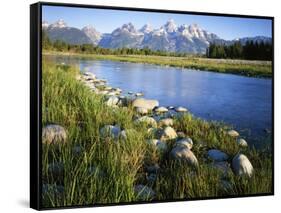Teton Range from the Snake River, Grand Teton National Park, Wyoming, USA-Charles Gurche-Framed Stretched Canvas
