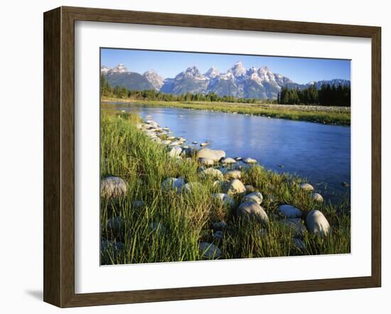 Teton Range from the Snake River, Grand Teton National Park, Wyoming, USA-Charles Gurche-Framed Premium Photographic Print