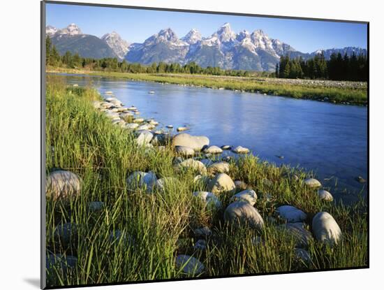 Teton Range from the Snake River, Grand Teton National Park, Wyoming, USA-Charles Gurche-Mounted Premium Photographic Print