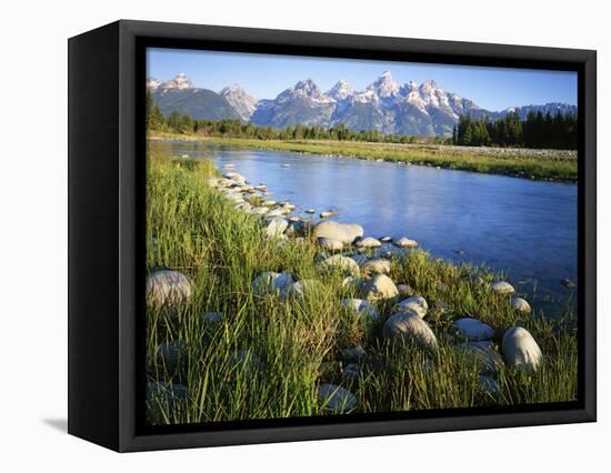 Teton Range from the Snake River, Grand Teton National Park, Wyoming, USA-Charles Gurche-Framed Stretched Canvas