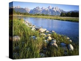 Teton Range from the Snake River, Grand Teton National Park, Wyoming, USA-Charles Gurche-Stretched Canvas