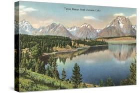 Teton Range, Jackson Lake-null-Stretched Canvas