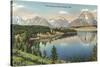 Teton Range, Jackson Lake-null-Stretched Canvas