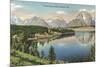 Teton Range, Jackson Lake-null-Mounted Art Print