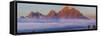 Teton Range mountains behind fog at sunrise, Grand Teton National Park, Wyoming, USA-Panoramic Images-Framed Stretched Canvas