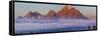 Teton Range mountains behind fog at sunrise, Grand Teton National Park, Wyoming, USA-Panoramic Images-Framed Stretched Canvas