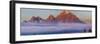 Teton Range mountains behind fog at sunrise, Grand Teton National Park, Wyoming, USA-Panoramic Images-Framed Photographic Print