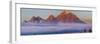 Teton Range mountains behind fog at sunrise, Grand Teton National Park, Wyoming, USA-Panoramic Images-Framed Photographic Print