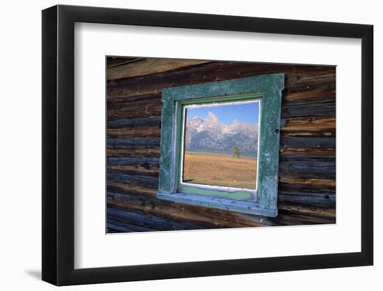 Teton Range Reflected in Window-Darrell Gulin-Framed Photographic Print