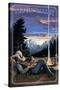 Teton Valley, Idaho - Cowboy Camping Night Scene-Lantern Press-Stretched Canvas