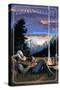 Teton Valley, Idaho - Cowboy Camping Night Scene-Lantern Press-Stretched Canvas