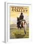 Teton Valley, Idaho - Cowboy on Ridge-Lantern Press-Framed Art Print