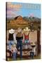 Teton Valley, Idaho - Cowgirls Scene-Lantern Press-Stretched Canvas