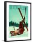 Teton Valley, Idaho - Ski Pinup-Lantern Press-Framed Art Print