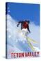 Teton Valley, Idaho - Skier-Lantern Press-Stretched Canvas