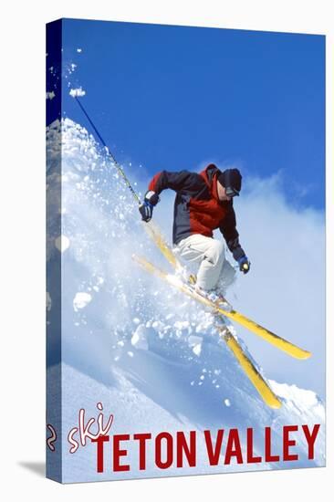 Teton Valley, Idaho - Skier-Lantern Press-Stretched Canvas