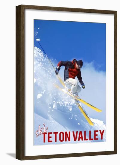 Teton Valley, Idaho - Skier-Lantern Press-Framed Art Print