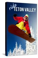 Teton Valley, Idaho - Snowboarder-Lantern Press-Stretched Canvas