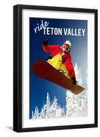 Teton Valley, Idaho - Snowboarder-Lantern Press-Framed Art Print