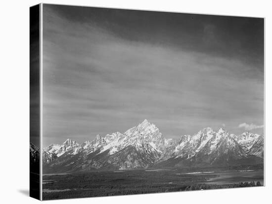 Tetons From Signal Mt View Valley & Snow-Capped Mts Low Horizons Grand Teton NP Wyoming 1933-1942-Ansel Adams-Stretched Canvas