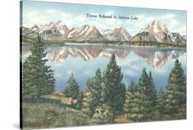 Tetons Reflected in Jackson Lake-null-Stretched Canvas