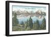 Tetons Reflected in Jackson Lake-null-Framed Premium Giclee Print