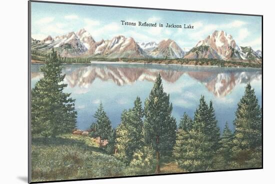Tetons Reflected in Jackson Lake-null-Mounted Premium Giclee Print